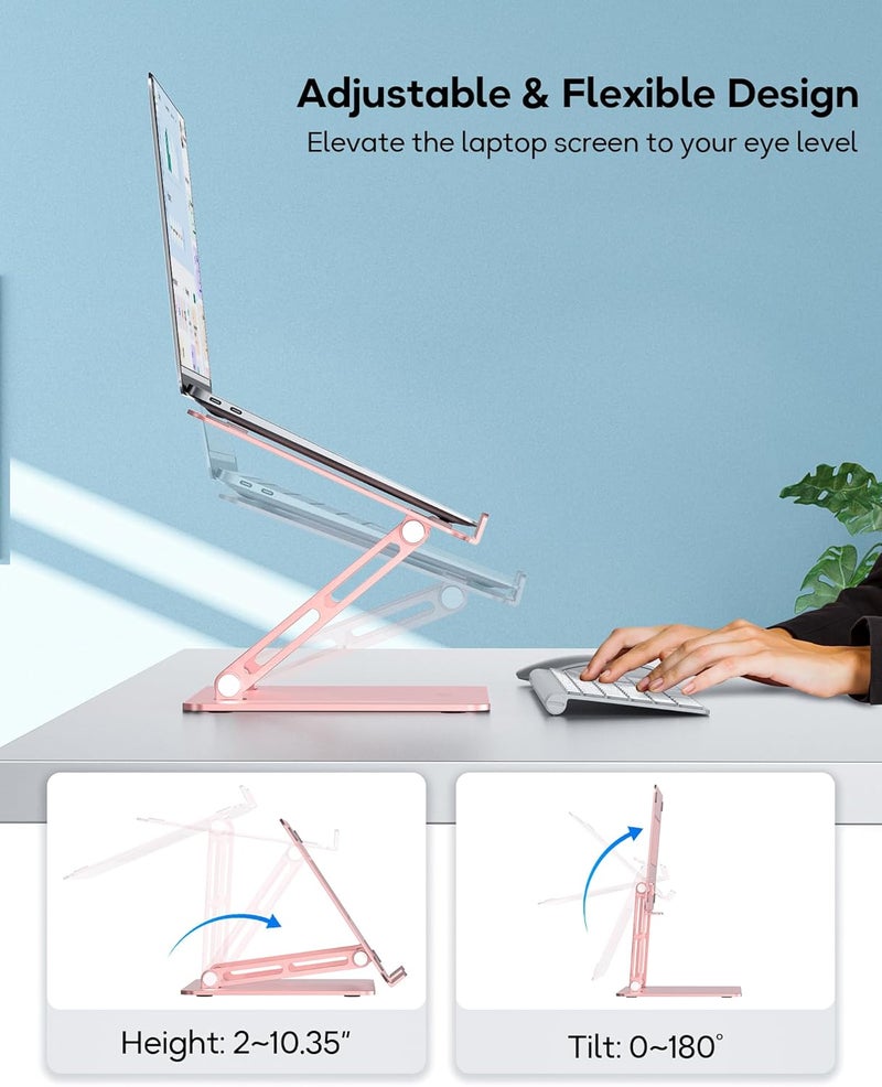 LOXP Adjustable Laptop Stand, Ergonomic Computer Stand for Desk, Aluminum Ventilated Colling Laptop Riser Holder Mount Compatible with MacBook Pro Air, HP, 10-15.6" All Laptops - Image 2